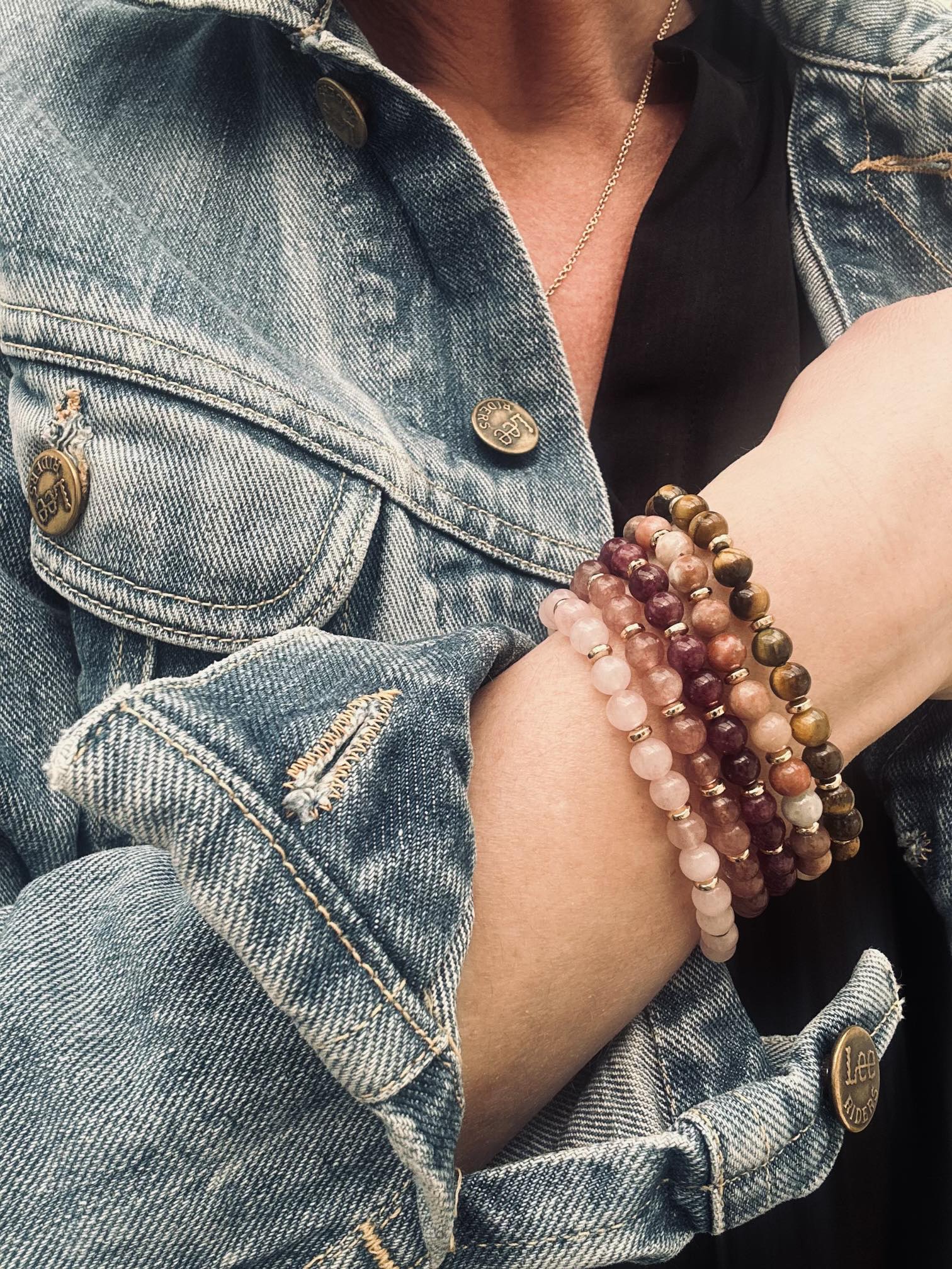 Armbånd Mollie – Natur / Rose mix